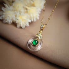 財富•健康•淨化|貴氣放光高冰陽綠|A貨翡翠純銀水晶吊墜項鍊