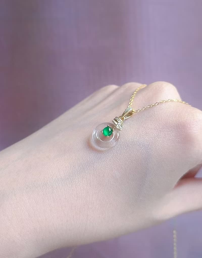 財富•健康•淨化|貴氣放光高冰陽綠|A貨翡翠純銀水晶吊墜項鍊