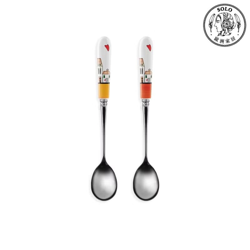 義大利EGAN- 歐式小屋系列 甜點湯匙 2支1盒 橘紅色