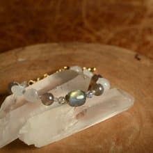 【神山晶礦】拉長月光灰玉髓手鍊 /拉長/月光/灰玉髓