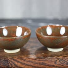【送禮好物】薇紅 天目釉 圓滿對杯 鶯歌陶藝名家葉敏祥作品