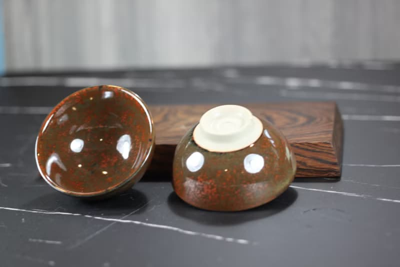 【送禮好物】薇紅 天目釉 圓滿對杯 鶯歌陶藝名家葉敏祥作品