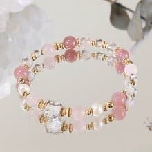 高品質 馬粉 粉晶 雪花幽靈 白水晶 珍珠 手鍊 天然礦石水晶