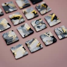 【耳夾】大理石紋 金箔 黑白灰