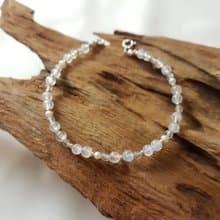 月色 ‧ 月光石 拉長石 珍珠 純銀 手環 6月誕生石