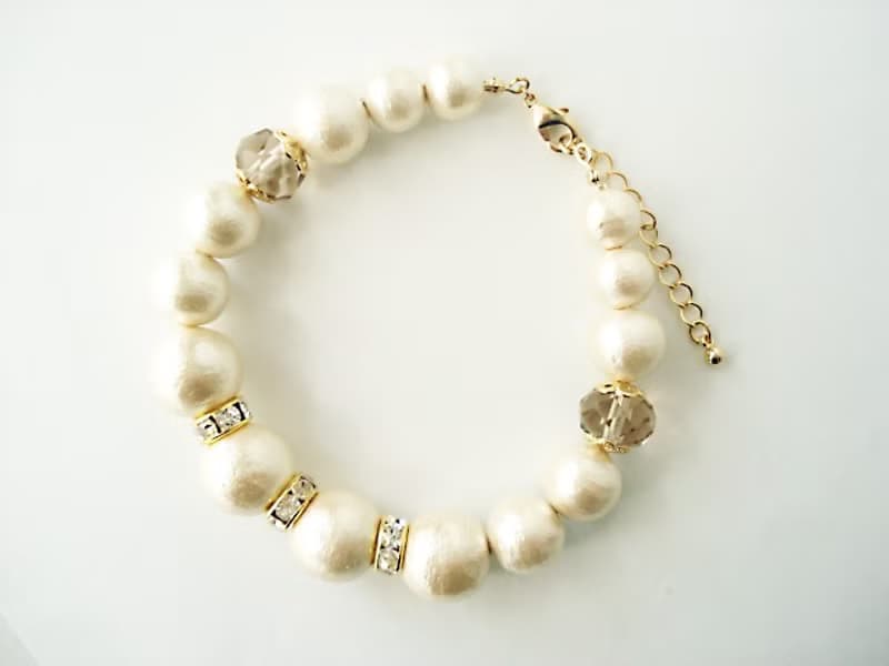 コットンパールとロンデルのブレスレット