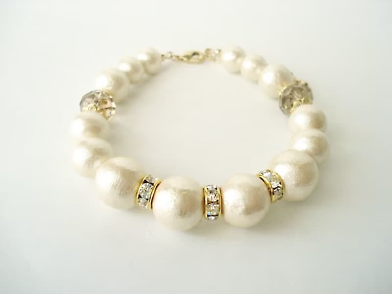 コットンパールとロンデルのブレスレット