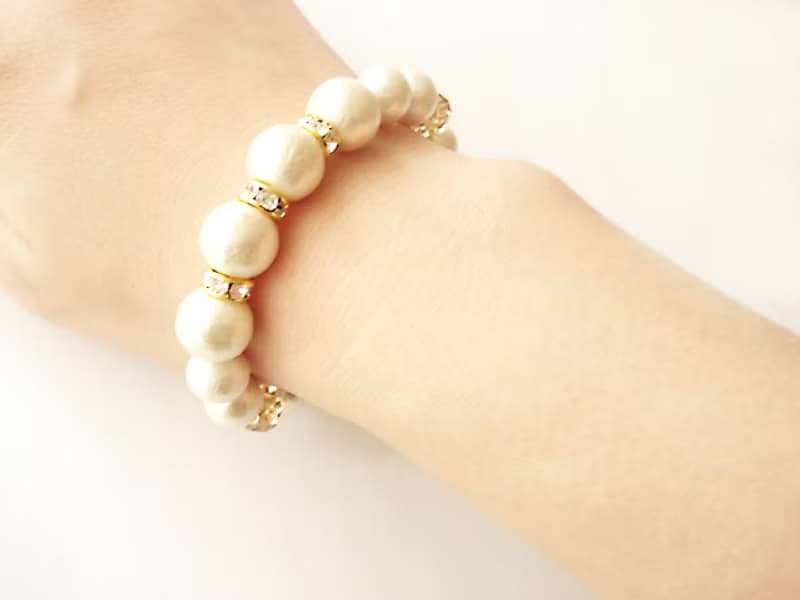 コットンパールとロンデルのブレスレット