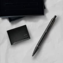 Parker 派克 新IM 特別款理性黑原子筆 牛皮短夾禮盒 免費刻字