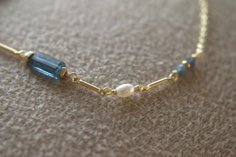 手鍊 藍晶石 藍寶石 珍珠 - 沸騰 -