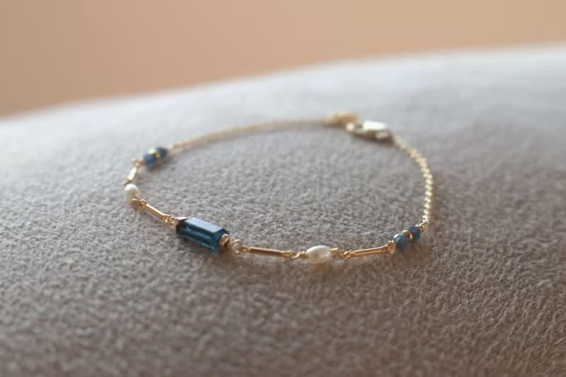 手鍊 藍晶石 藍寶石 珍珠 - 沸騰 -