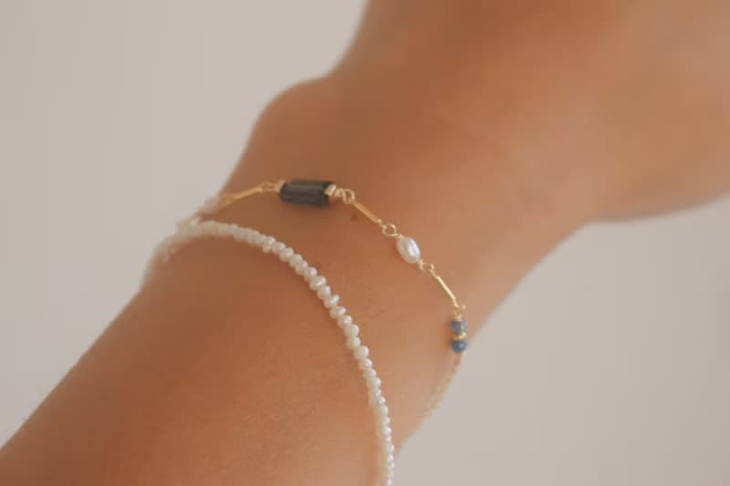 手鍊 藍晶石 藍寶石 珍珠 - 沸騰 -