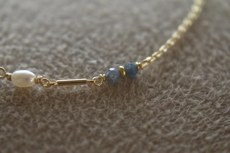 手鍊 藍晶石 藍寶石 珍珠 - 沸騰 -