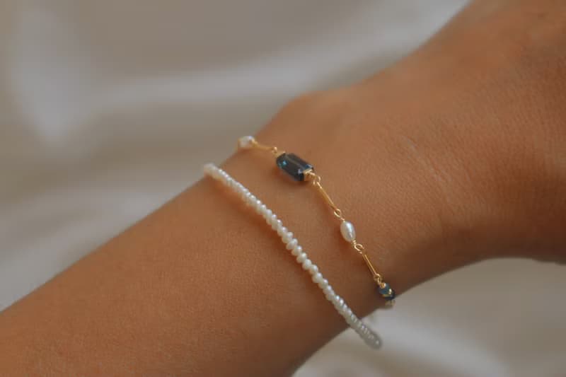 手鍊 藍晶石 藍寶石 珍珠 - 沸騰 -