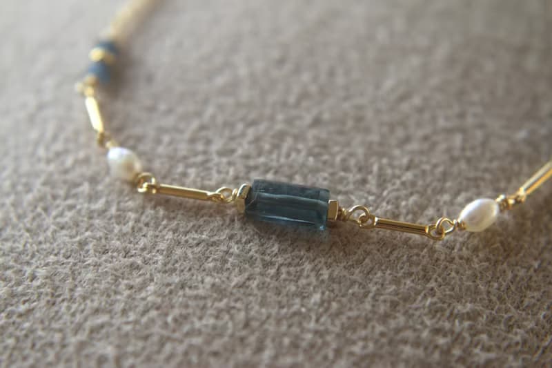 手鍊 藍晶石 藍寶石 珍珠 - 沸騰 -