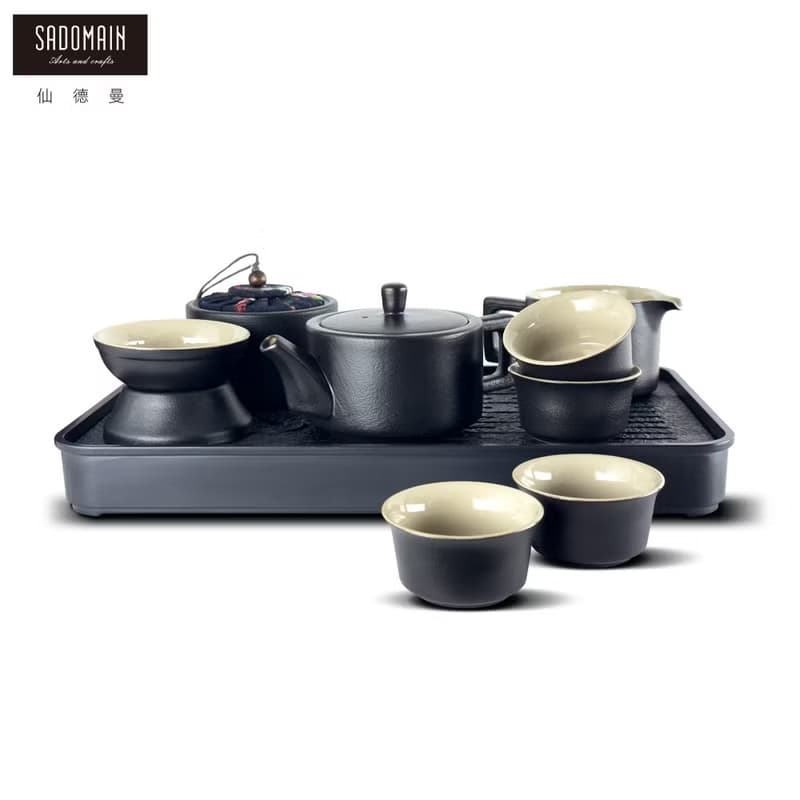 SADOMAIN 仙德曼-粗陶方圓茶具旅組10件組-附收納提盒