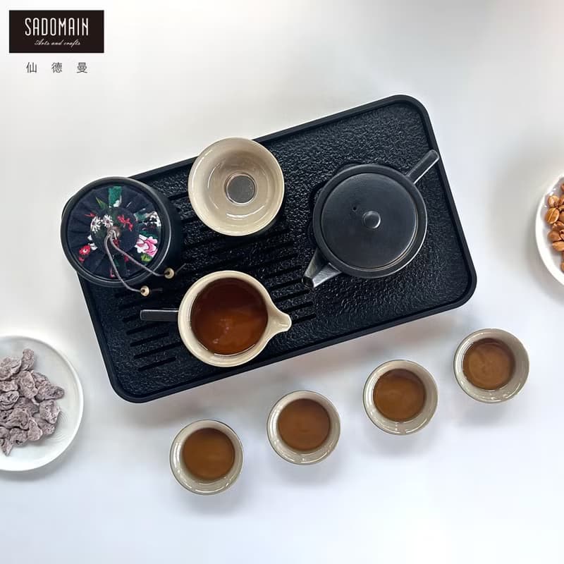 SADOMAIN 仙德曼-粗陶方圓茶具旅組10件組-附收納提盒