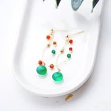 天然綠玉髄 石榴石 繽紛耳環