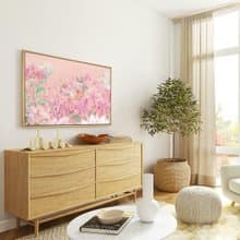 花香滿徑 - 春天花卉插畫裝飾掛畫/粉色花卉掛畫/邊櫃擺設
