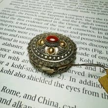 印度鑲嵌瑪瑙小銀飾品盒