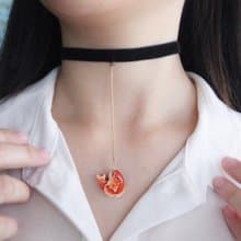紅鯛魚頸鏈 項鍊 黑色絨帶 Choker
