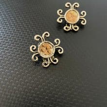 古董銀色十字架雕花夾式耳環 ART C745