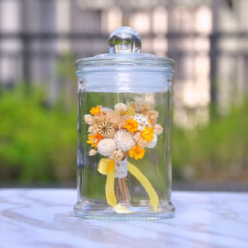 迷你瓶中乾燥捧花-橙黃色系 生日禮物 聖誕禮物