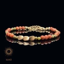 【青青子衿/Young Pupil】金沙石花綠石細鍊 | 天然石 水晶手鍊