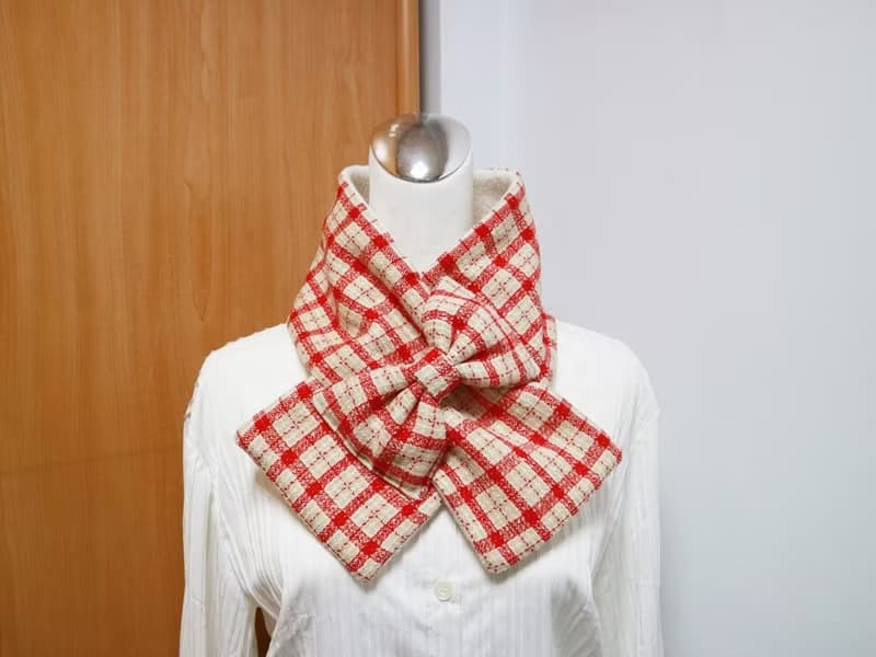 蝴蝶結款 可調式短圍巾.scarf 保暖圍脖雙面雙色 大人.小孩均適用