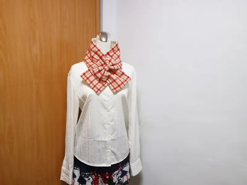 蝴蝶結款 可調式短圍巾.scarf 保暖圍脖雙面雙色 大人.小孩均適用