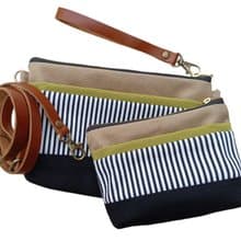 手拿包 Lovely Canvas Pouch and Crossbody, Set of 2 size, Striped Design 化妝包 /收納袋
