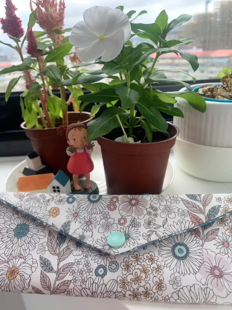 文青風環保純棉筷袋 微笑向日葵 清新白 日本 潮物 收納 手作餐具