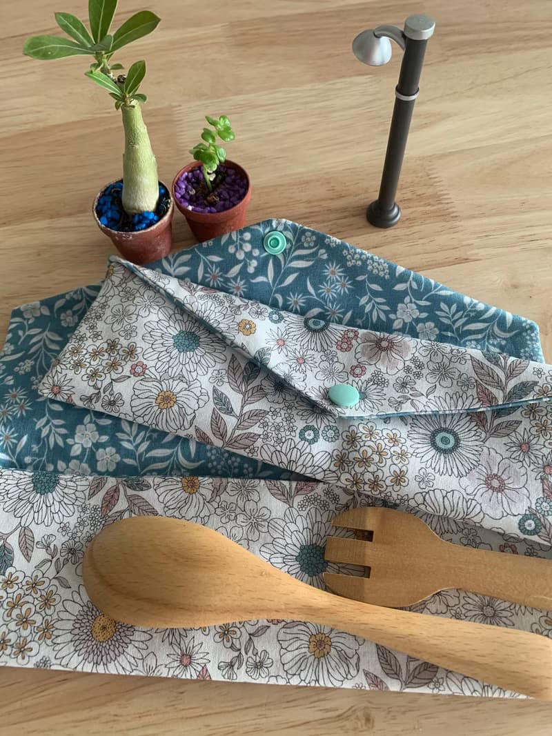 文青風環保純棉筷袋 微笑向日葵 清新白 日本 潮物 收納 手作餐具