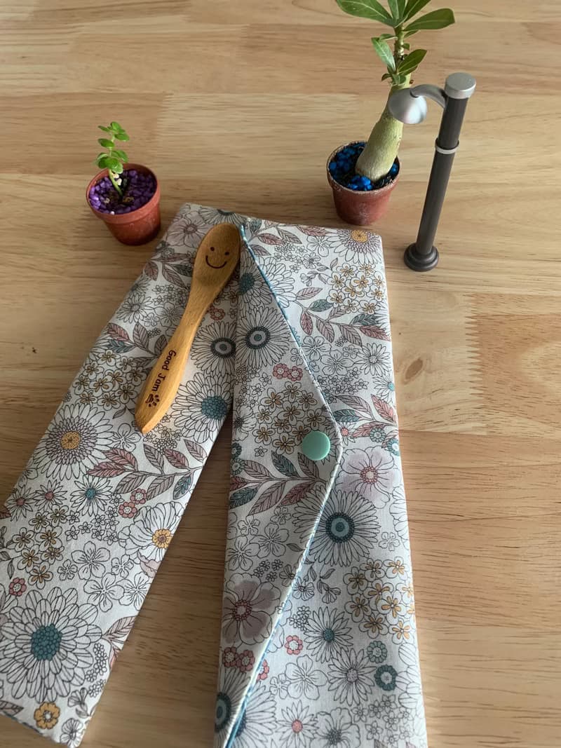 文青風環保純棉筷袋 微笑向日葵 清新白 日本 潮物 收納 手作餐具