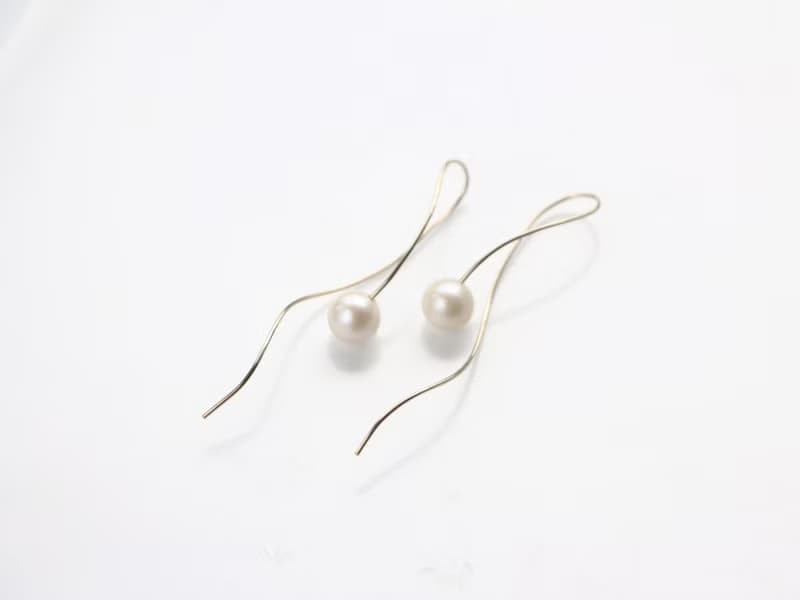 14kgf-nuance curve pearl pierced earrings