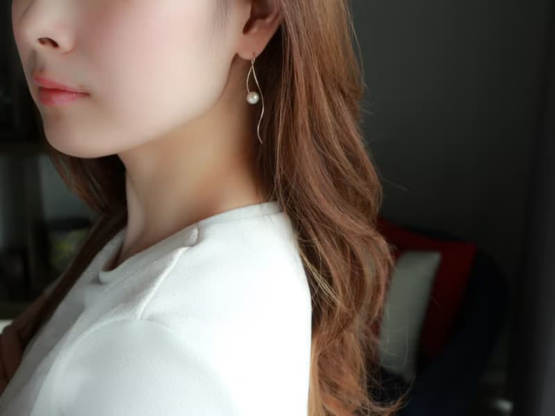 14kgf-nuance curve pearl pierced earrings