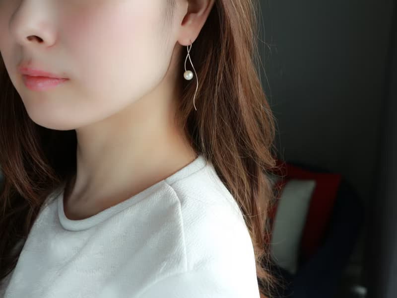 14kgf-nuance curve pearl pierced earrings