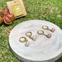 老林雜貨 | 花好月圓一顆珍珠耳環 (針式 / 夾式)