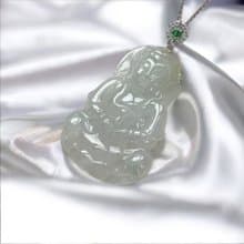 冰種飄花翡翠觀音菩薩項鍊 925純銀墜頭 | 天然緬甸玉翡翠A貨