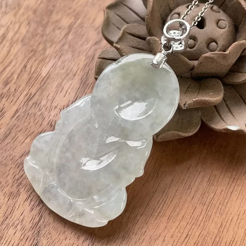 冰種飄花翡翠觀音菩薩項鍊 925純銀墜頭 | 天然緬甸玉翡翠A貨