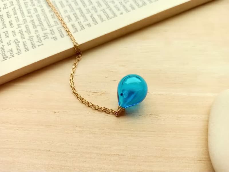 水滴琉璃香水精油瓶銅項鍊(多色可選)