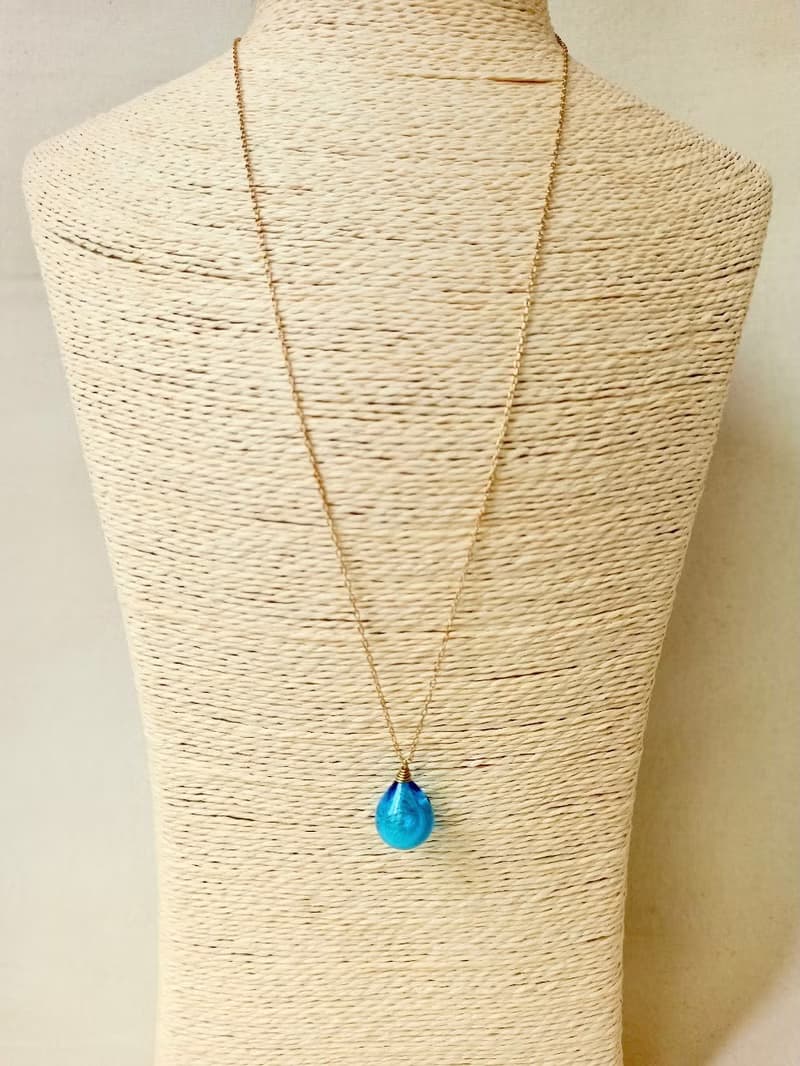 水滴琉璃香水精油瓶銅項鍊(多色可選)