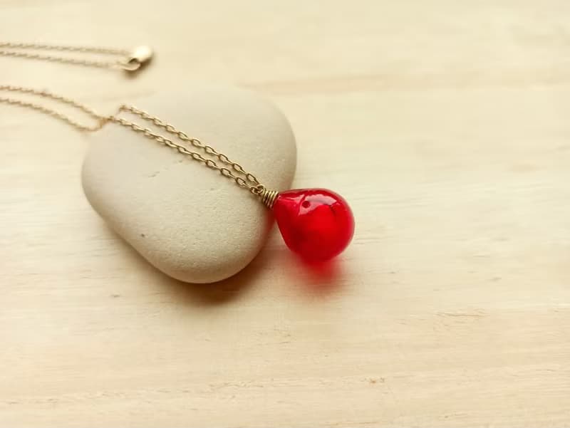 水滴琉璃香水精油瓶銅項鍊(多色可選)