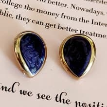 vintage jewelry  流動的紫琺瑯夾式耳環