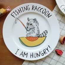 Fishing Raccoon 浣熊釣魚 餐瓷盤 (骨瓷平盤)