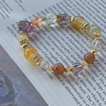 彩虹水果糖丨紫水晶+膠花+太陽石 //招財招貴人// 天然水晶手鍊