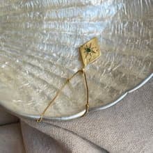 日月星辰-Aster金色 原創設計金工項鍊 純銀鍍金 丹泉石 八角星