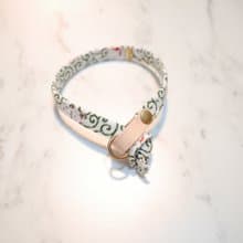 貓咪 項圈 (不含吊牌) 日本布 我的招財貓 和風 綠色 花紋 附鈴鐺 植楺皮 貓