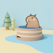 泡澡水豚 - 杯墊手機架組