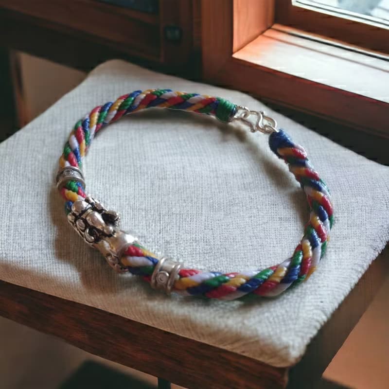 招財貔貅   925純銀手鍊 蠶絲蠟線幸運繩